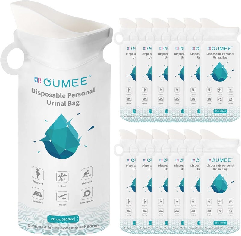 OUMEE 800ML Emergency Disposable Urinal Bags, 8/12/20/23/28 Pcs Camping Pee Bags Unisex Urine Bag Vomit Bag for Travel Traffic Jam Portable Toilet Bag for Men Women - Image 1